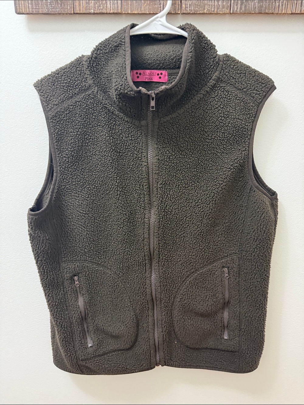 Brown Sherpa Zip-Up Vest